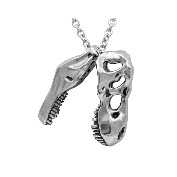 T-Rex Schädel Anhänger Halskette Mini Dinosaurier Silber Charm