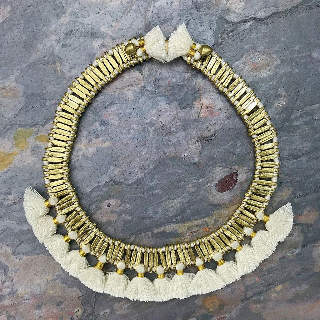 Quasten-Halskette Boho Statement Tempel-inspiriert Baumwollquaste