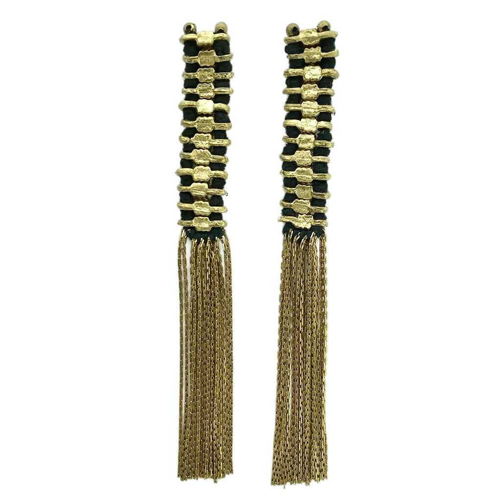 Tempel Quasten Ohrringe Boho Indisch Statement Baumwollfaden Zinklegierung 11,4 cm