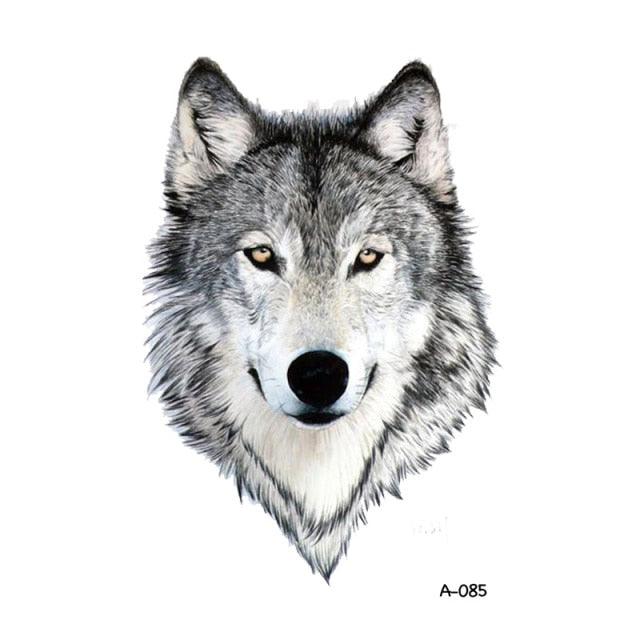 Temporary Animal Head Wolf Design Waterproof Body Sticker Fashion Tattoo For Womens Mens