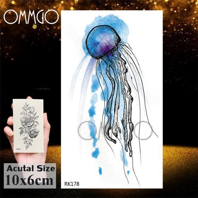 Temporary Tattoos Seahorse Dolphin Sticker Watercolor Custom Body Tattoo For Children Women