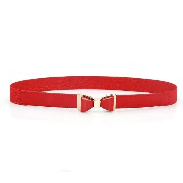 Thin Elastic Stretch Women Buckle Skinny Fashion Belts Metal Leaf Buckle Design Belts For Ladies
