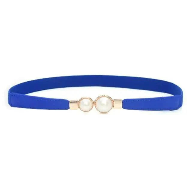 Thin Elastic Stretch Women Buckle Skinny Fashion Belts Metal Leaf Buckle Design Belts For Ladies