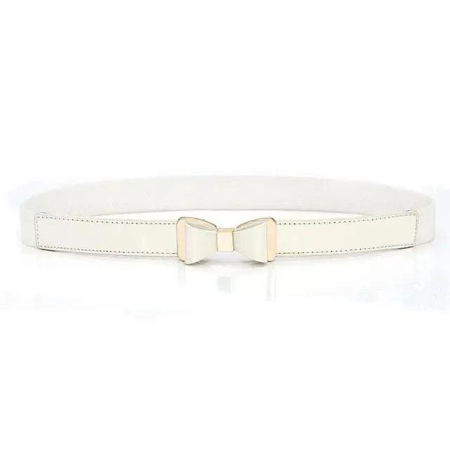 Thin Elastic Stretch Women Buckle Skinny Fashion Belts Metal Leaf Buckle Design Belts For Ladies