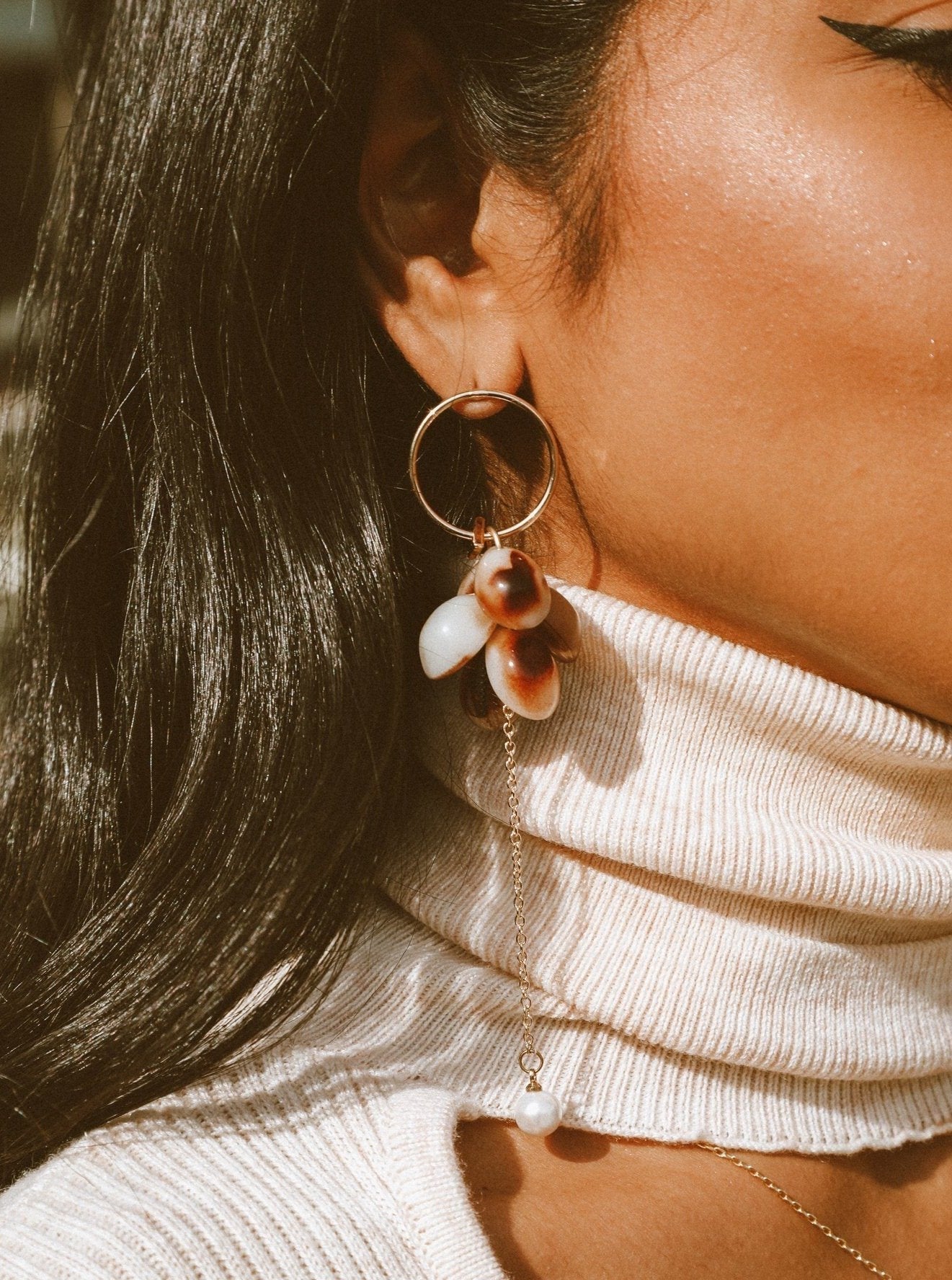 Boucles d'oreilles pendantes écaille de tortue style bohème légères