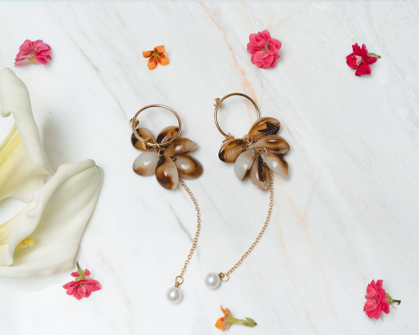 Boucles d'oreilles pendantes écaille de tortue style bohème légères
