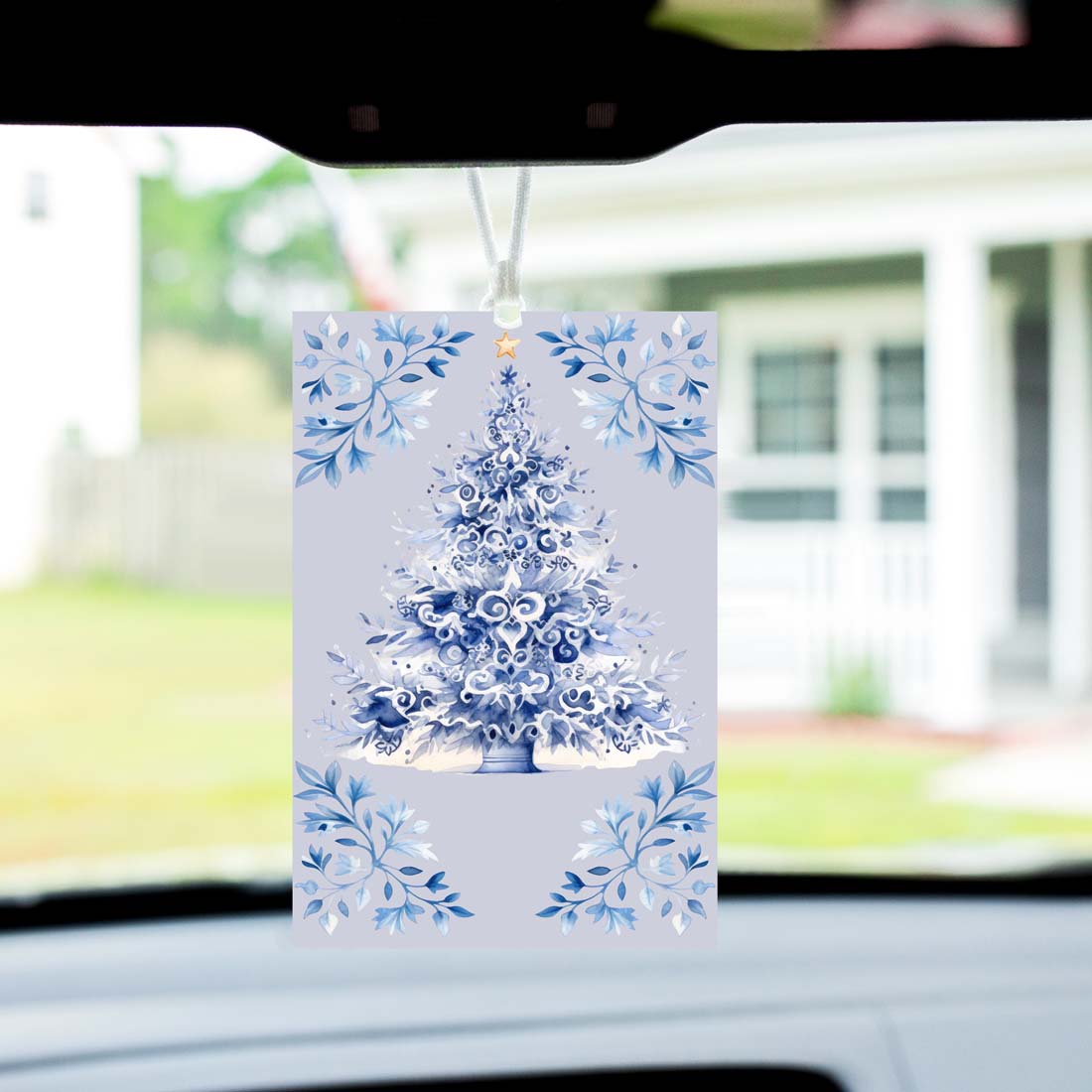 Blue Tree Hanging Air Freshener Car Home Office Scented Ornament Holiday Decor Freshener