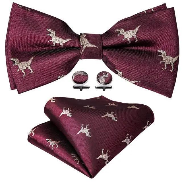 Trendy Patterned Silk Jacquard Plaid Bowtie With  Pocket Square And Cufflinks Set For Men Unique  Butterfly Party Wedding Casual Business Bowtie For Men