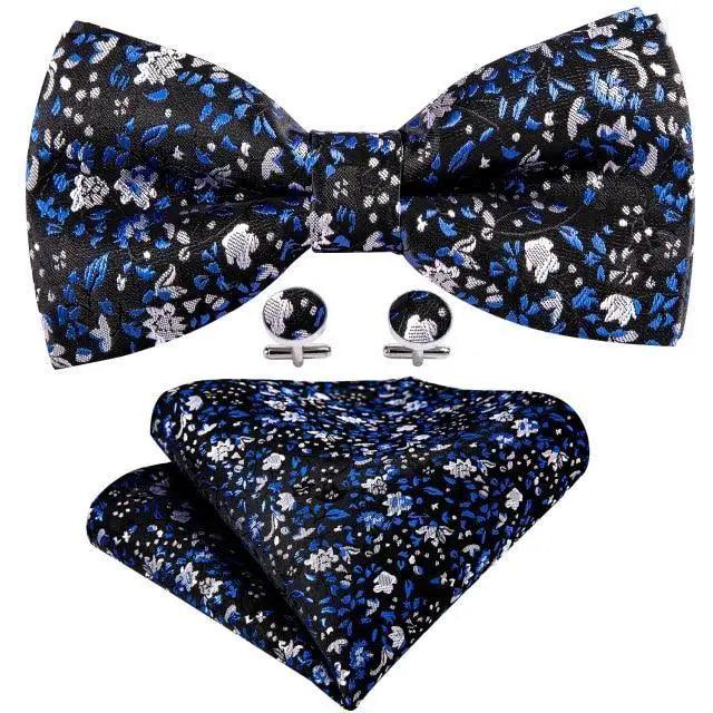 Trendy Patterned Silk Jacquard Plaid Bowtie With  Pocket Square And Cufflinks Set For Men Unique  Butterfly Party Wedding Casual Business Bowtie For Men