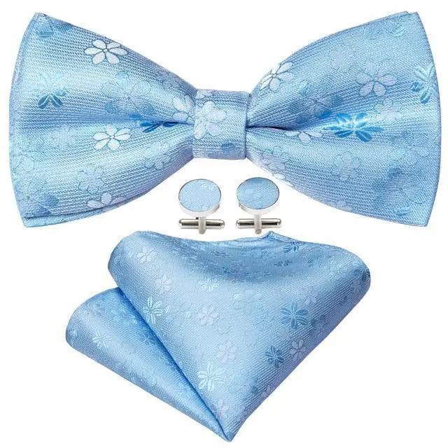 Trendy Patterned Silk Jacquard Plaid Bowtie With  Pocket Square And Cufflinks Set For Men Unique  Butterfly Party Wedding Casual Business Bowtie For Men
