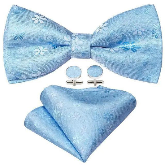 Trendy Patterned Silk Jacquard Plaid Bowtie With  Pocket Square And Cufflinks Set For Men Unique  Butterfly Party Wedding Casual Business Bowtie For Men