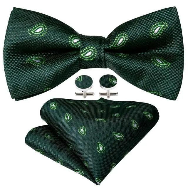 Trendy Patterned Silk Jacquard Plaid Bowtie With  Pocket Square And Cufflinks Set For Men Unique  Butterfly Party Wedding Casual Business Bowtie For Men