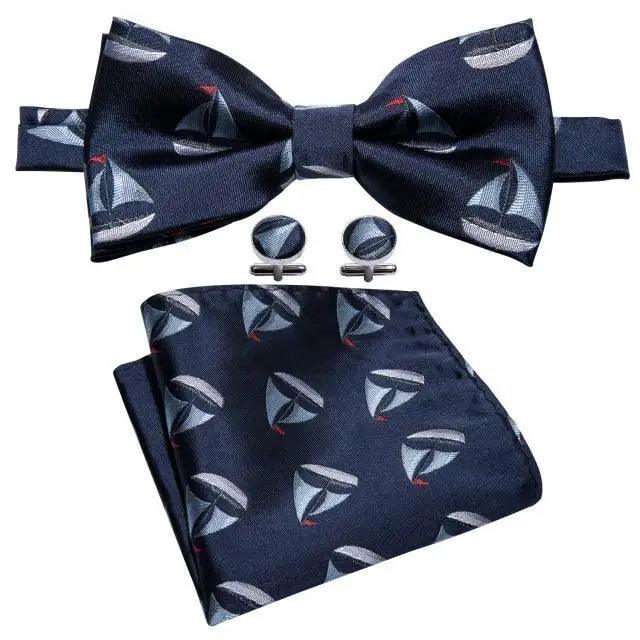 Trendy Patterned Silk Jacquard Plaid Bowtie With  Pocket Square And Cufflinks Set For Men Unique  Butterfly Party Wedding Casual Business Bowtie For Men