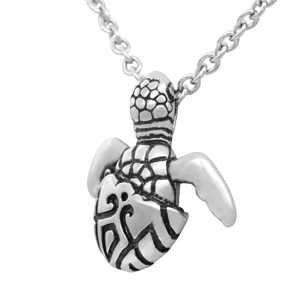 Collier Tortue Tribale en Argent Sterling Pendentif Gravé