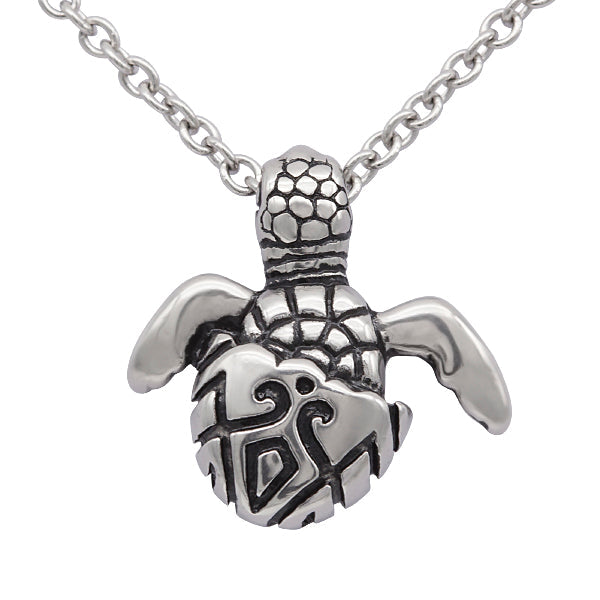 Collier Tortue Tribale en Argent Sterling Pendentif Gravé