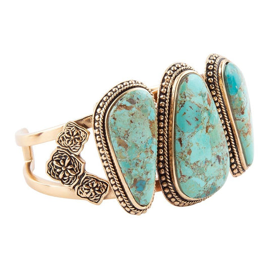 Manchette Trio Bleue Turquoise Dorée