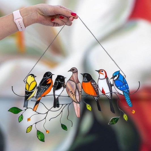 Tropical Birds Honeycomb Paper Cutouts Colored Window Bird Pendant Wind Chime Metal Tropical Bird Hanging Decorations Family Door Crafts Home Accessories Summer Party Hanging Decorations Party Home Classroom Supplies