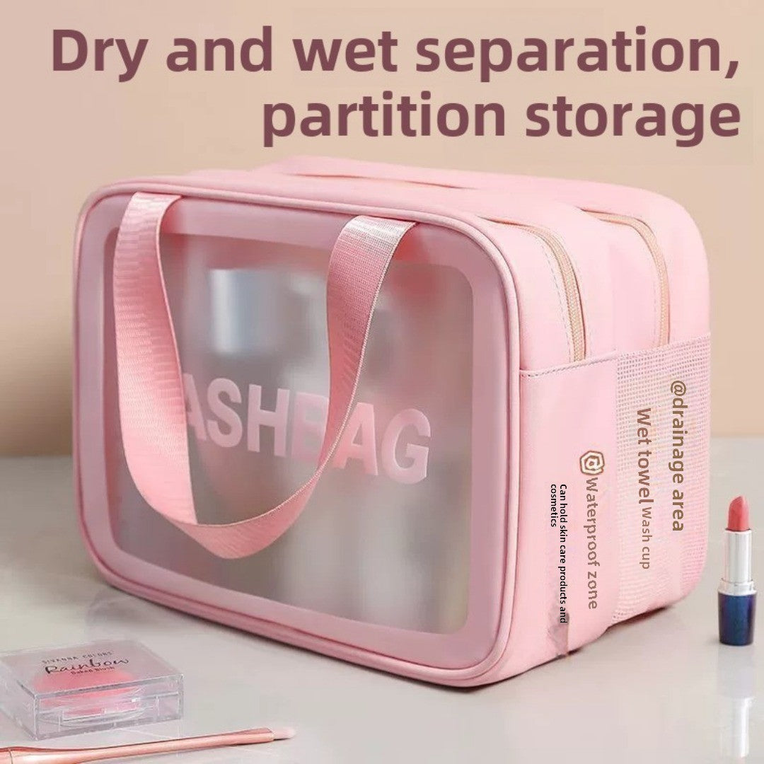 Premium Makeup Bag – Large-Capacity Cosmetic Bag for Women, Wet & Dry Separation Beach Bag, Travel-Friendly Swimsuit Wash Storage Bag