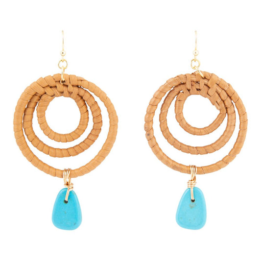 Tulum blaue Magnesit Rattan Goldohrringe