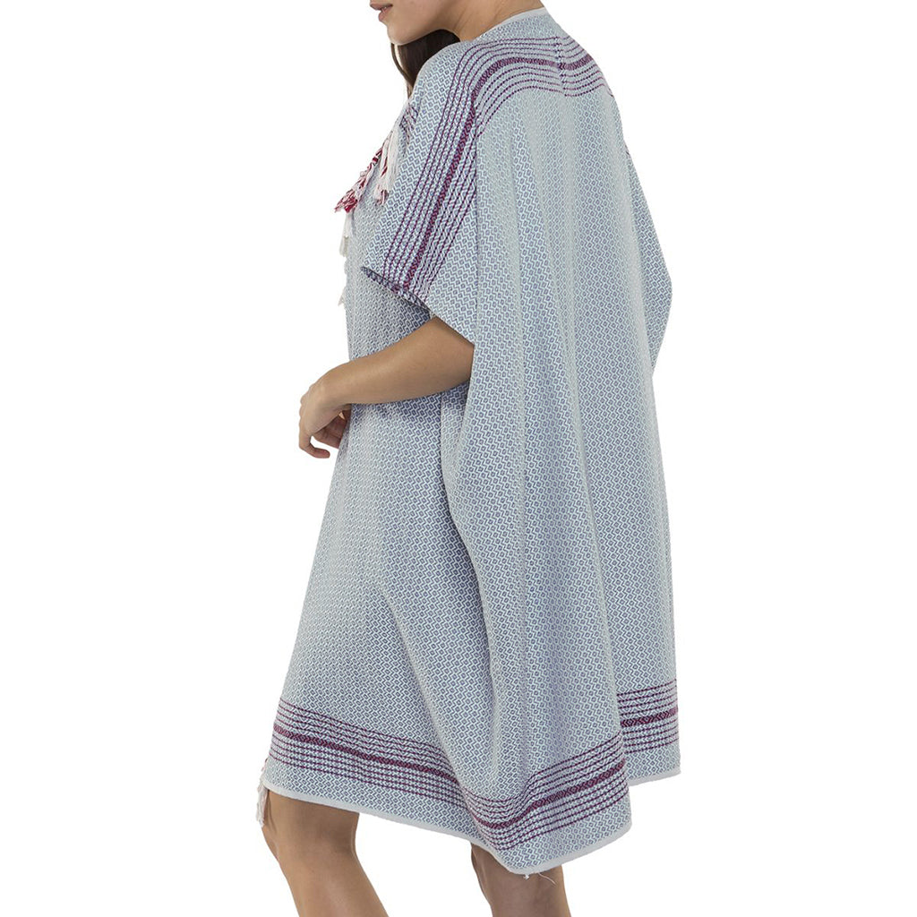 Robe de plage tunique en coton turc à pompons taille unique