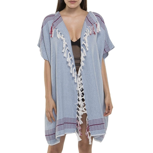 Robe de plage tunique en coton turc à pompons taille unique