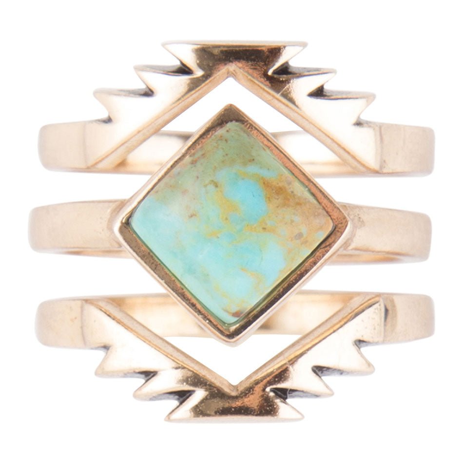Azteken-Blau-Türkis-Goldring-Set