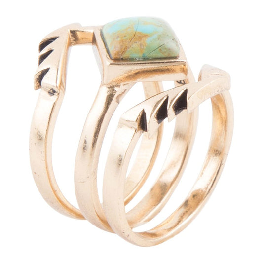 Azteken-Blau-Türkis-Goldring-Set