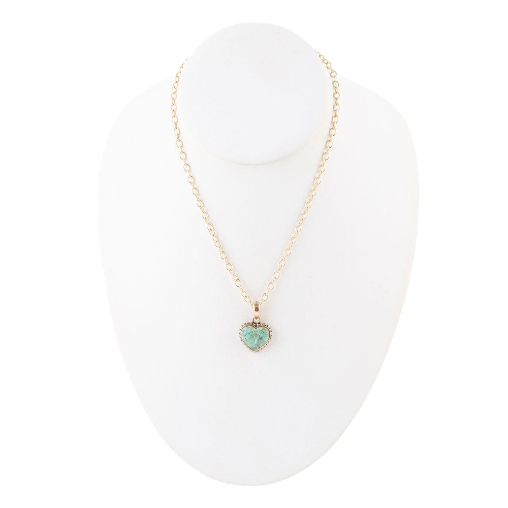 Pendentif Cœur Turquoise et Collier Bronze