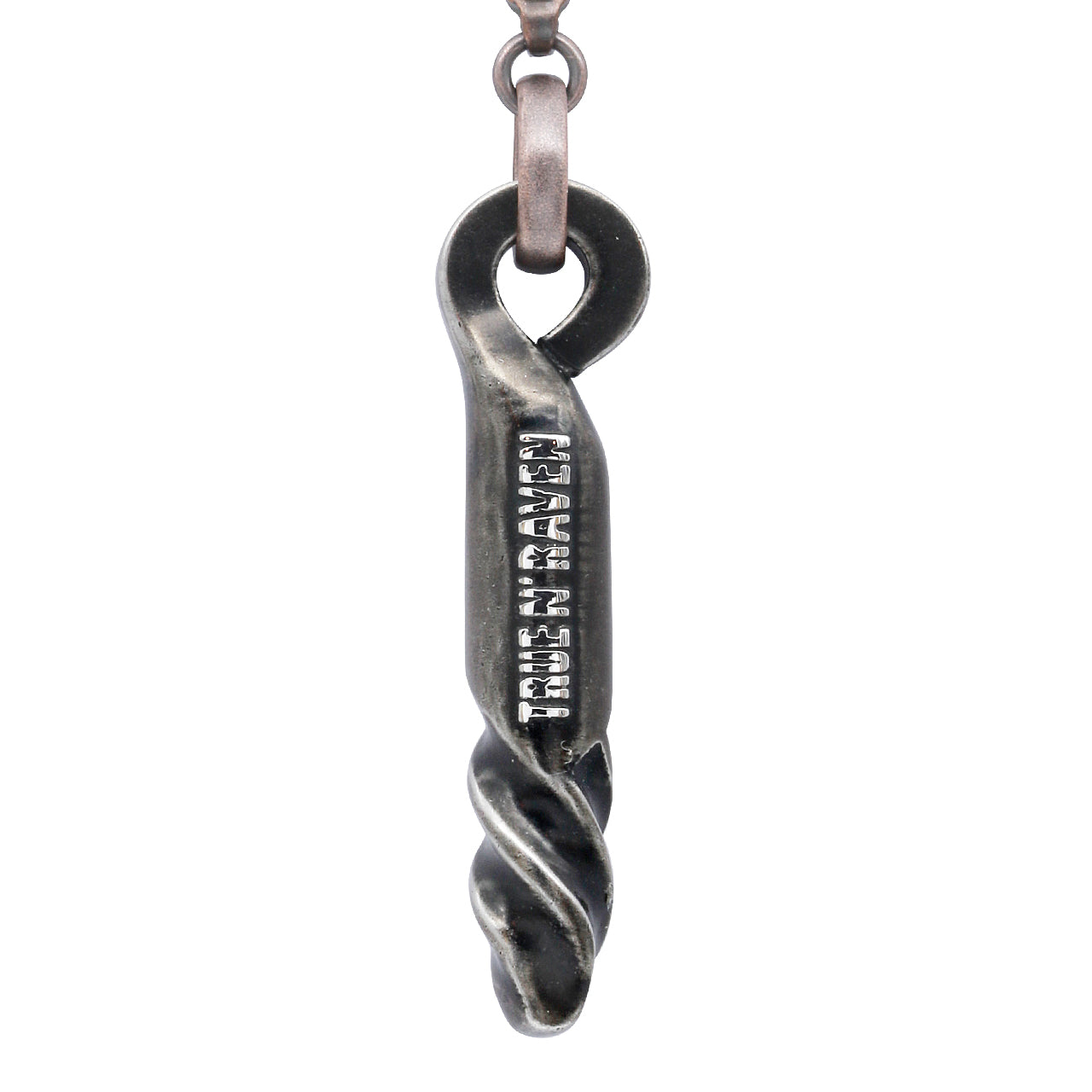 Collier homme pendentif rustique en acier torsadé plaqué cuivre
