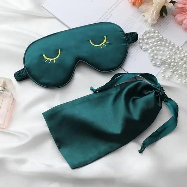 Unique Design Eyelash Embroidery Imitated Silk Sleeping Eye Masks Shading Patch Cover Blindfold With Adjustable Strap Travel Relax Eye Care Tools With Bag