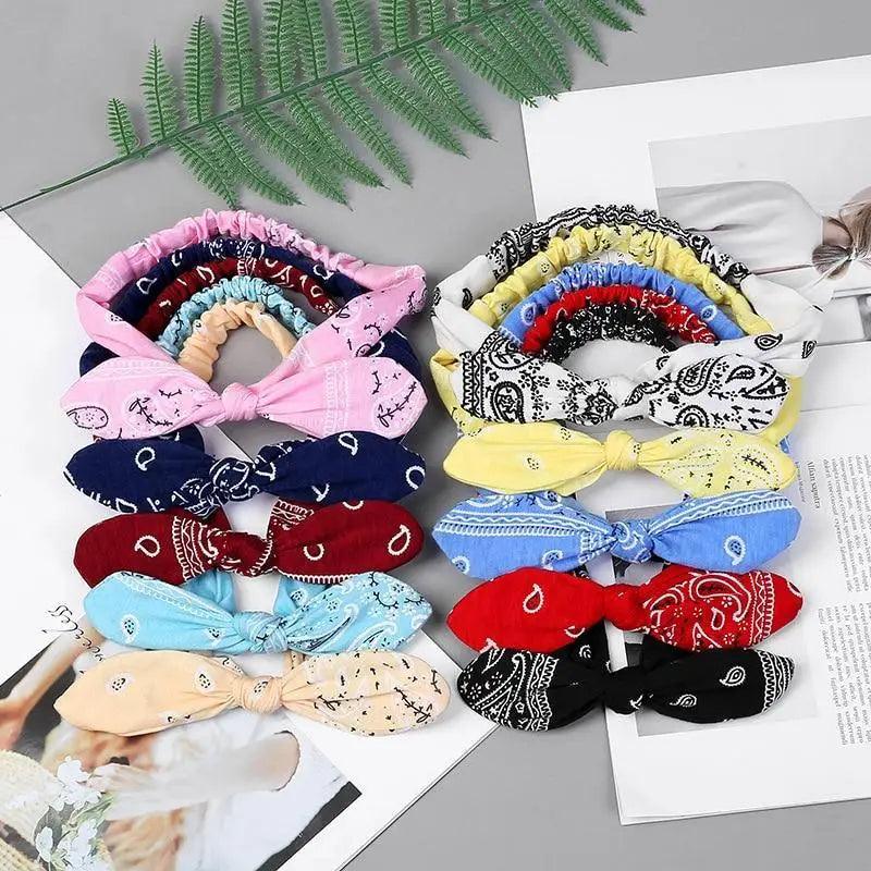 Unique Style Women's Soft Solid Print Headbands Vintage Cross Knot Elastic Hairbands Bandanas Girls Hair Bands Hair Accessories