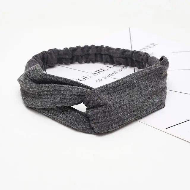 Unique Style Women's Soft Solid Print Headbands Vintage Cross Knot Elastic Hairbands Bandanas Girls Hair Bands Hair Accessories