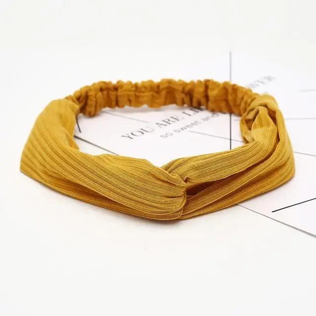 Unique Style Women's Soft Solid Print Headbands Vintage Cross Knot Elastic Hairbands Bandanas Girls Hair Bands Hair Accessories