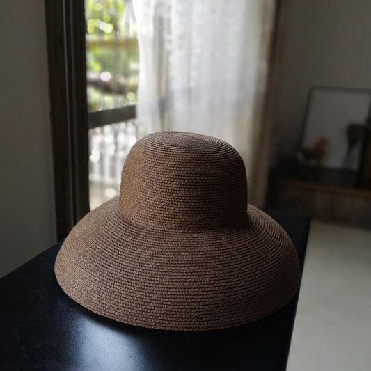 Unique Vintage Handmade Women Summer Hat Stylish Design Women's Summer Hat  Beach Holiday Foldable Comfortable Hat For Summer Portable Luxury Female Wide Hat Solid Color