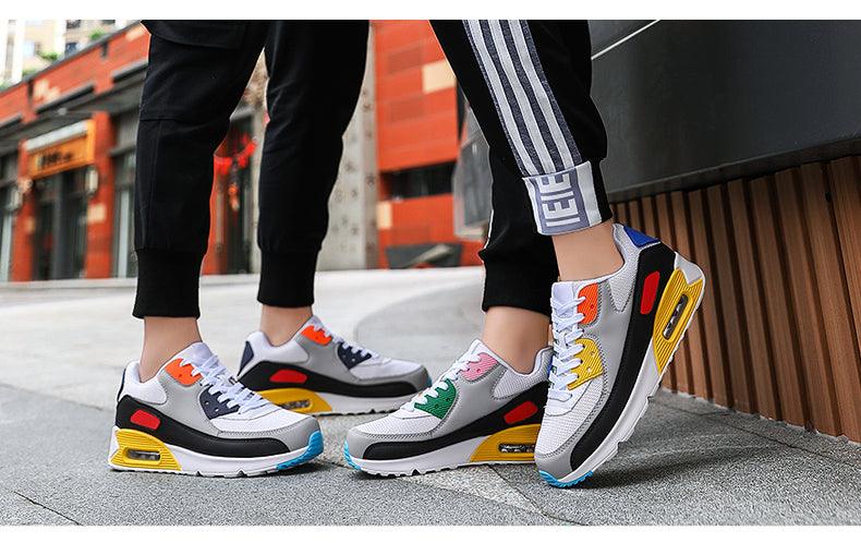 Unisex Air Cushion Sneaker Bunt Casual Fashion Joggingschuhe Outdoor Sportsneaker Schnürschuhe Unisex Walk Damen Air Athletic Laufschuhe