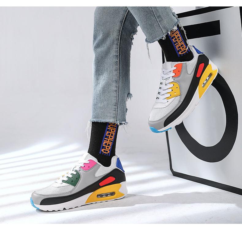 Unisex Air Cushion Sneaker Bunt Casual Fashion Joggingschuhe Outdoor Sportsneaker Schnürschuhe Unisex Walk Damen Air Athletic Laufschuhe