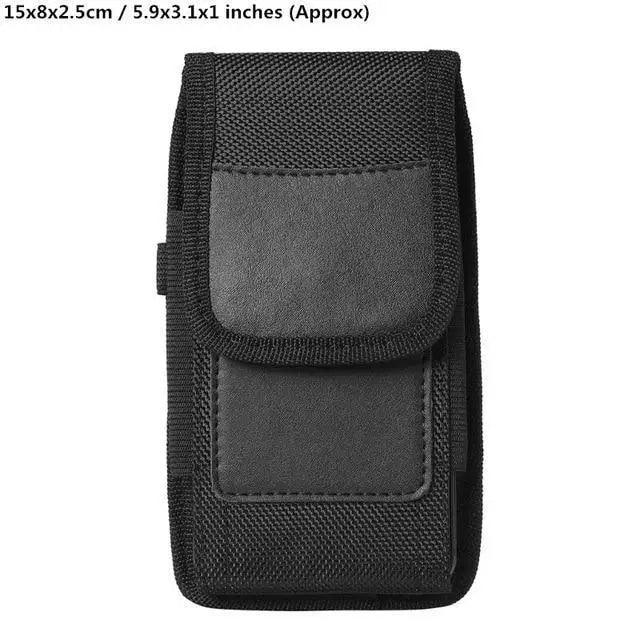 Unisex Simple Black Design Men Small Cell Phone Holster Storage Waist Fanny Pack Zipper Storage Credit Card Holder