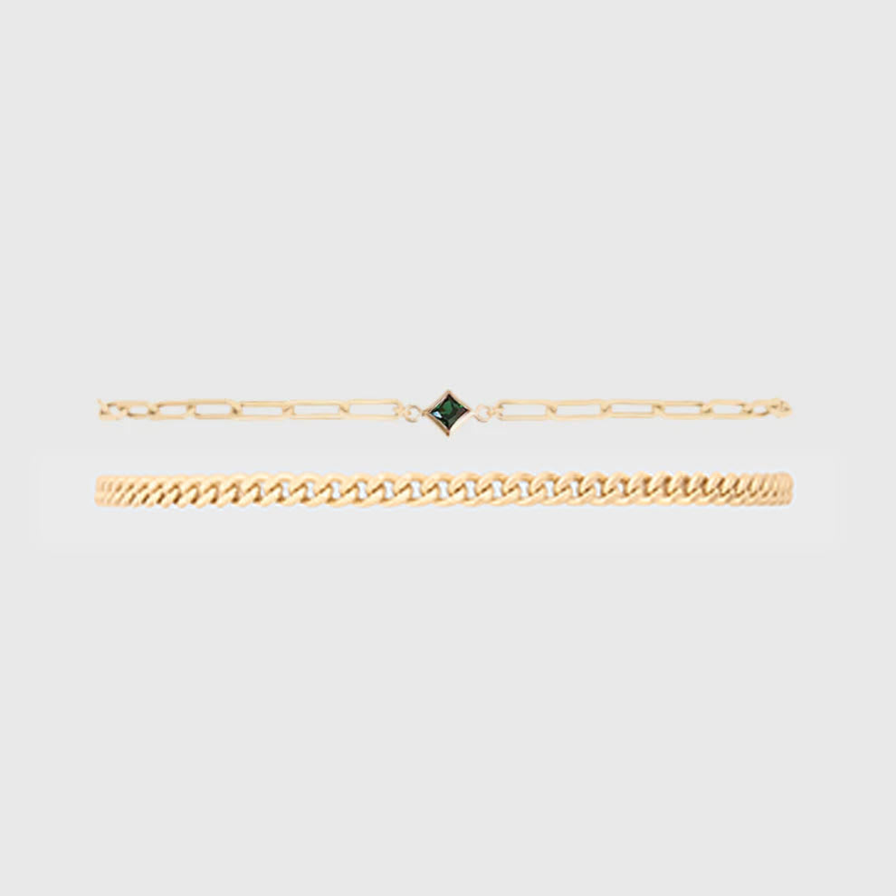 Birthstone + Gabi Curb Bracelet Stack