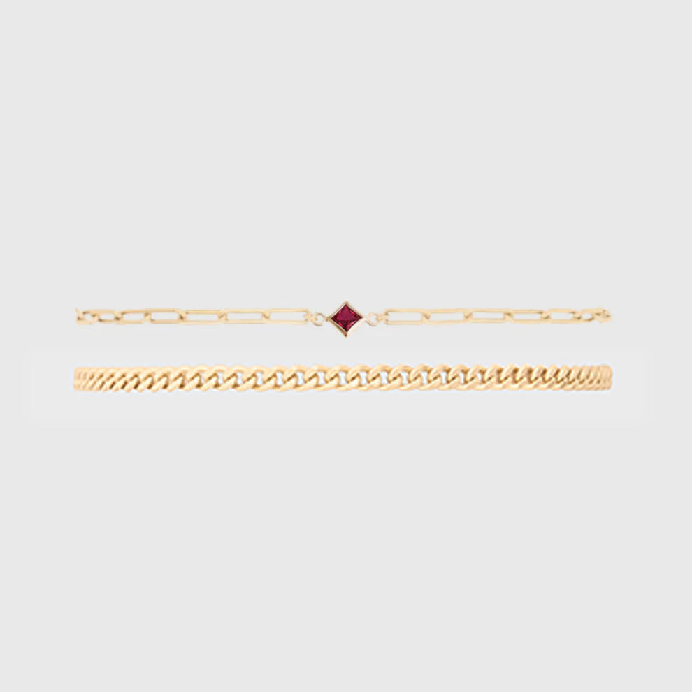Bracelet de naissance + Bracelet Gabi Curb