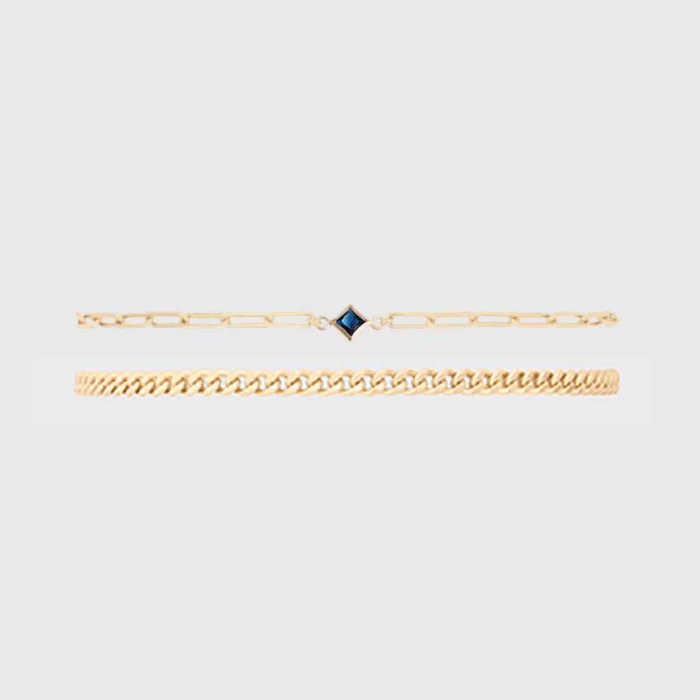 Birthstone + Gabi Curb Bracelet Stack