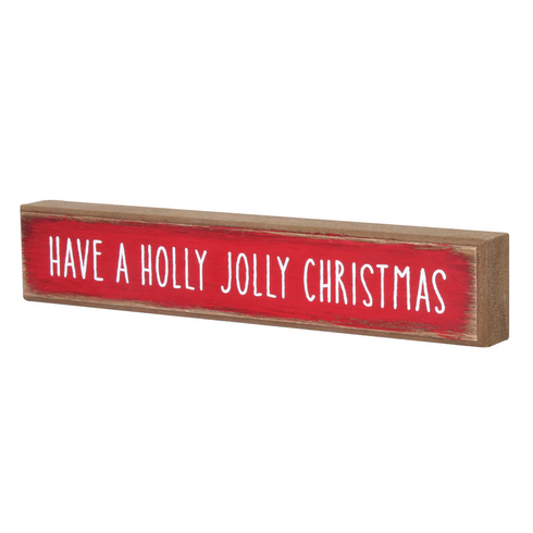 Panneau en bois Holly Jolly Christmas à poser sur une étagère Décoration de cheminée de Noël rustique de ferme