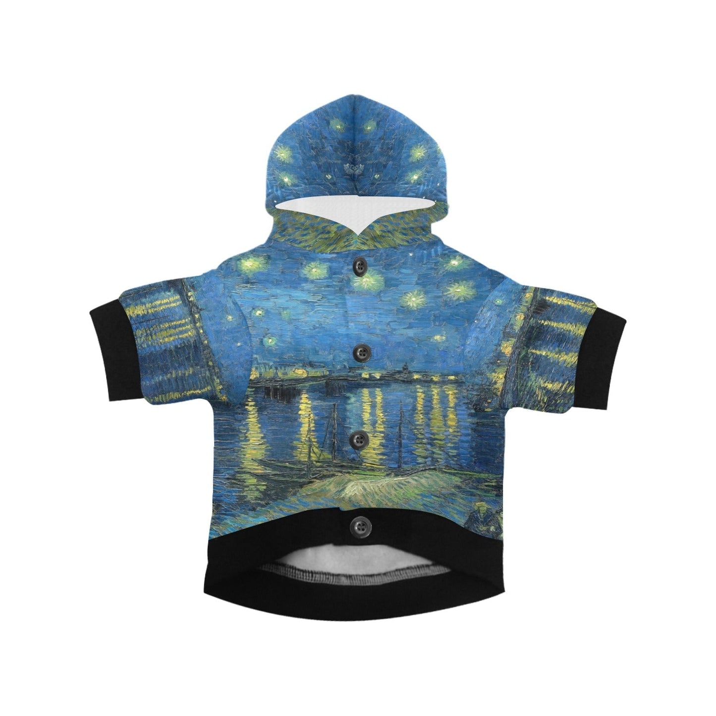 Van Gogh Starry Night Over The Rhone Button Hoodie
