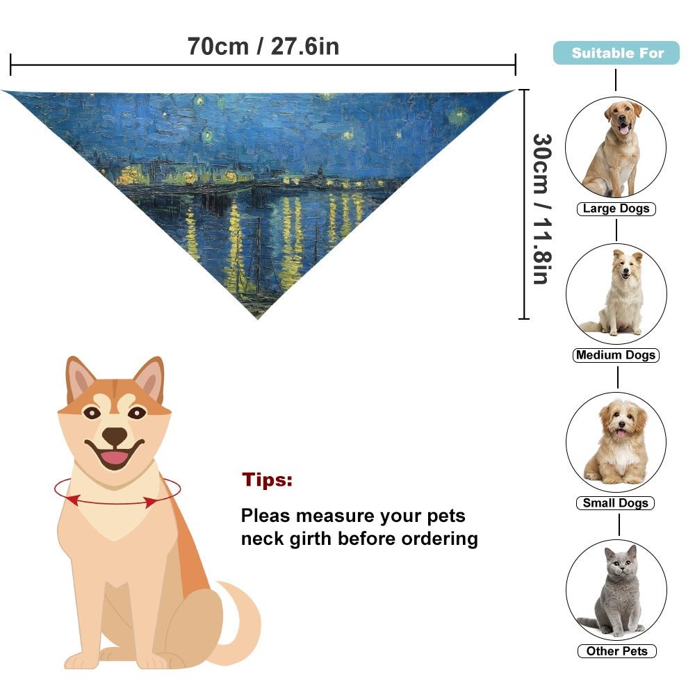 Van Gogh Starry Night Over The Rhone Pet Scarf