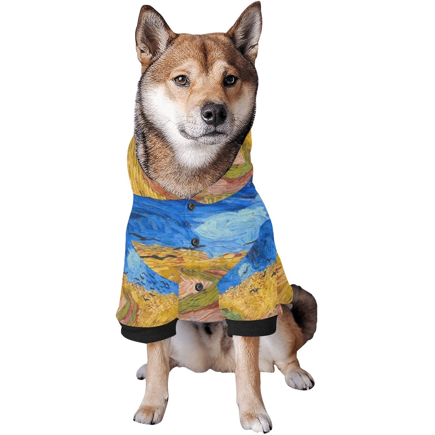 Van Gogh Wheatfield with Crows Button Hoodie
