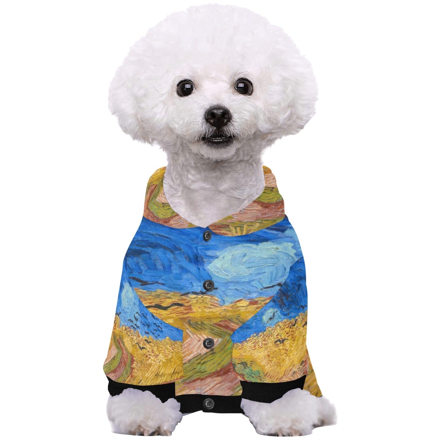 Van Gogh Wheatfield with Crows Button Hoodie