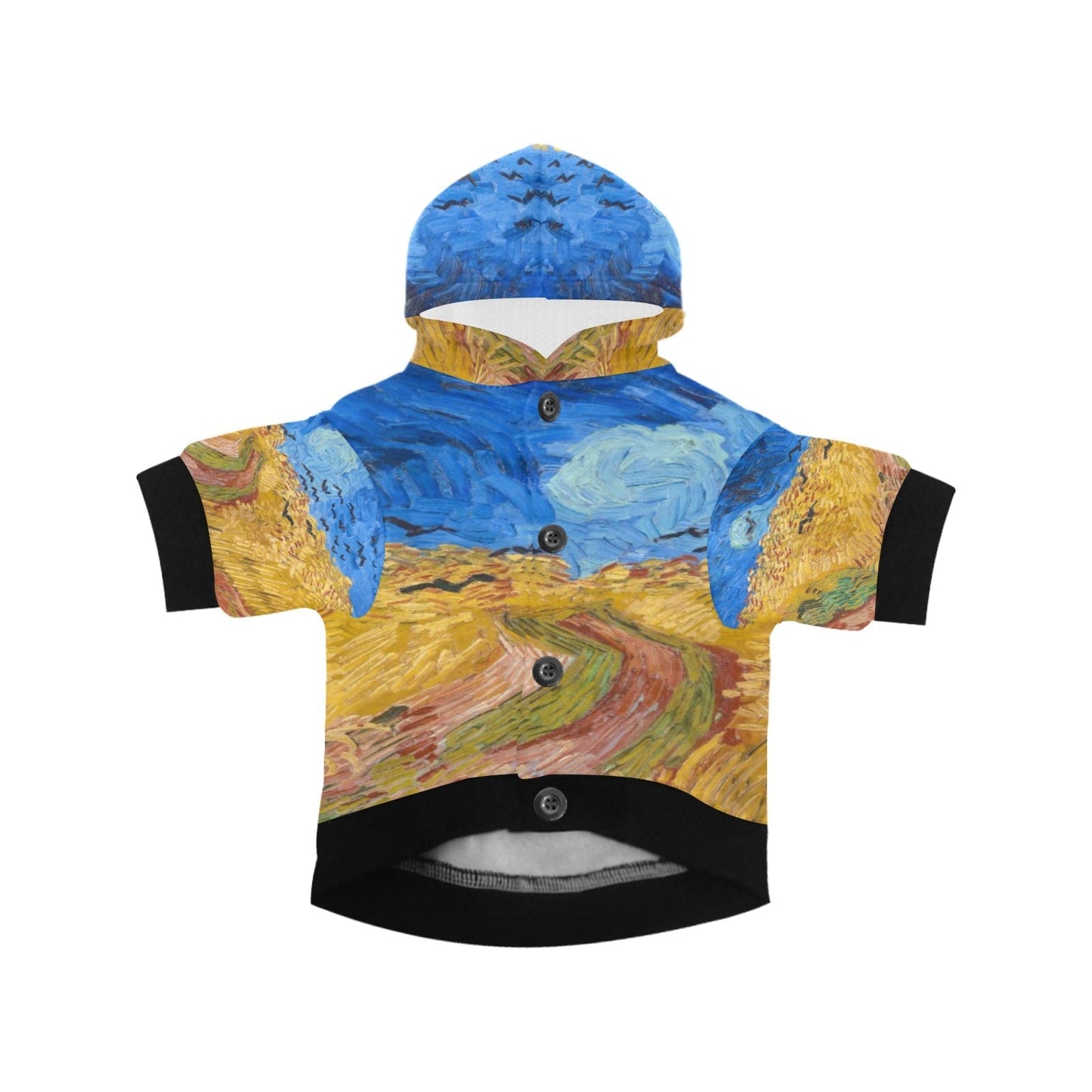 Van Gogh Wheatfield with Crows Button Hoodie