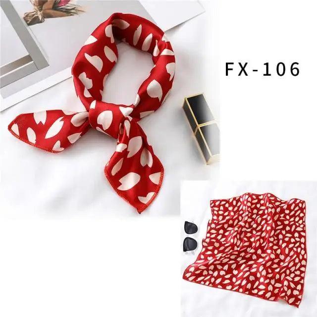 Versatile Square Silk Scarf For Women Fashionable Printed Small Neck Scarfs Office Lady Hair Band Foulard Hand For Female Bandana Shawl