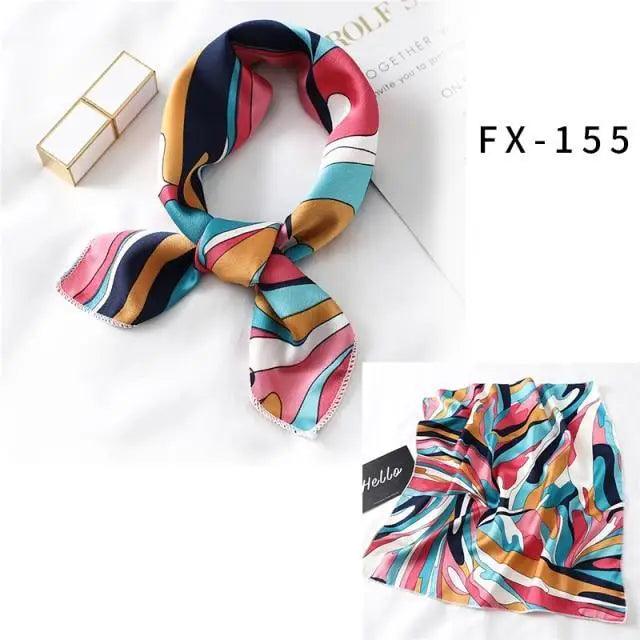 Versatile Square Silk Scarf For Women Fashionable Printed Small Neck Scarfs Office Lady Hair Band Foulard Hand For Female Bandana Shawl