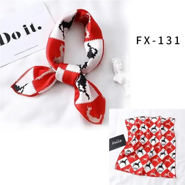 Versatile Square Silk Scarf For Women Fashionable Printed Small Neck Scarfs Office Lady Hair Band Foulard Hand For Female Bandana Shawl