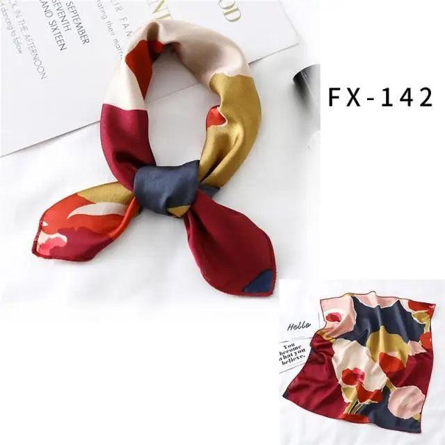 Versatile Square Silk Scarf For Women Fashionable Printed Small Neck Scarfs Office Lady Hair Band Foulard Hand For Female Bandana Shawl